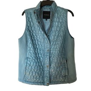 Talbots Quilted Puffer Vest Seafoam Blue Size Large